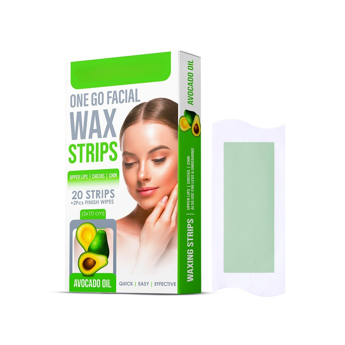 One Go Facial Wax Strips 20 pcs With 2 Finish Wipes