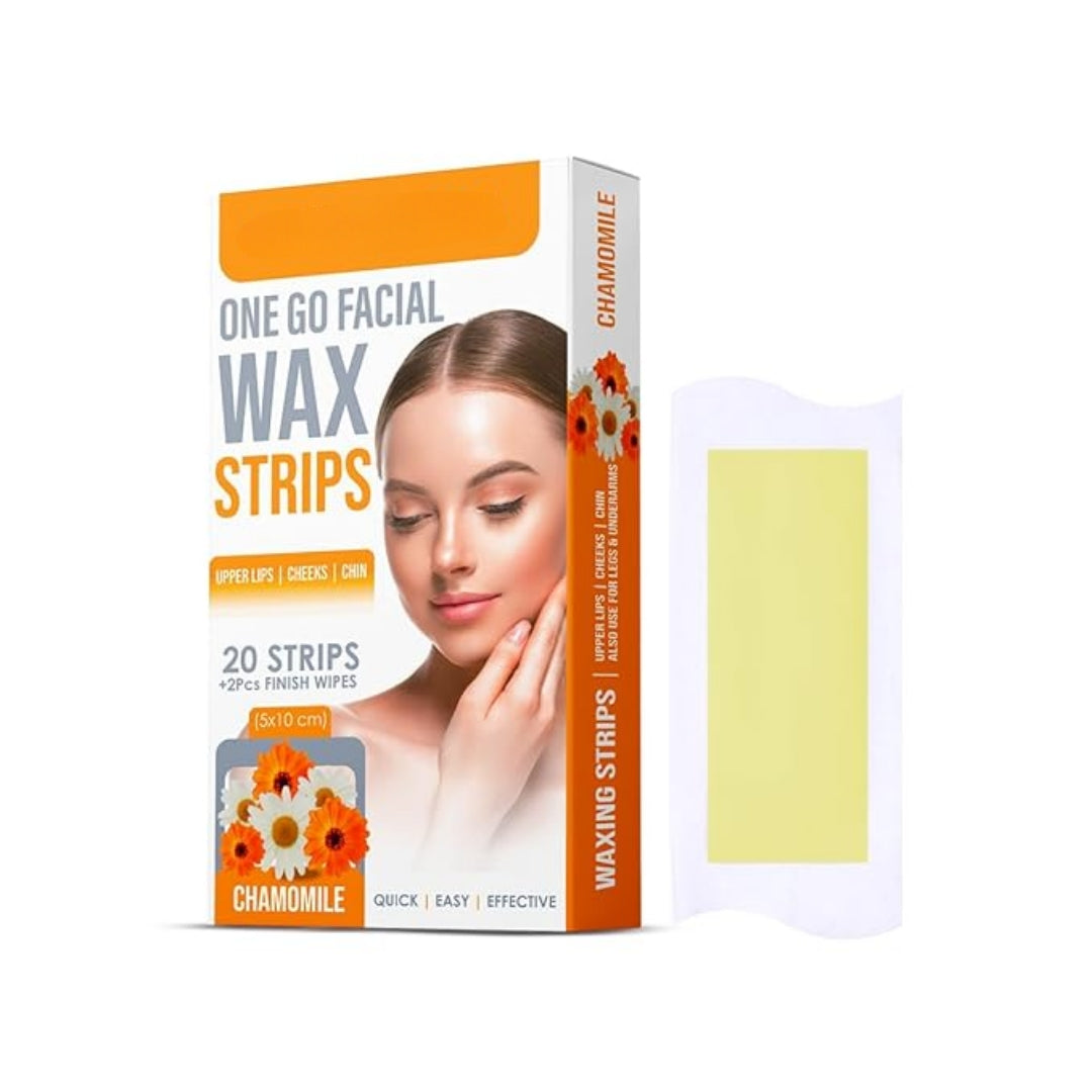 One Go Facial Wax Strips 20 pcs With 2 Finish Wipes