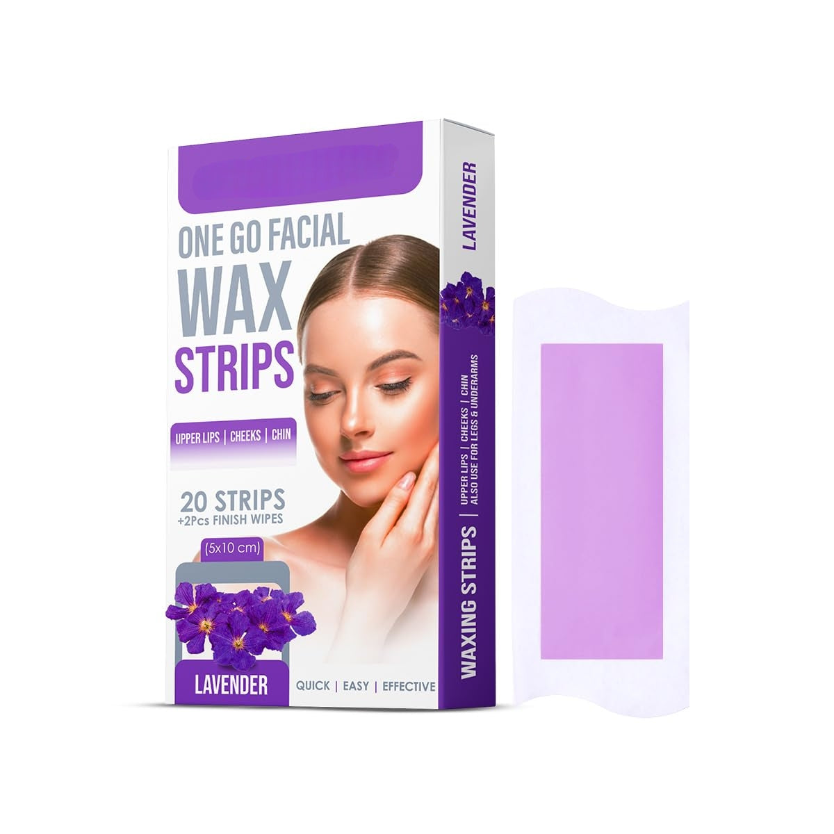 One Go Facial Wax Strips 20 pcs With 2 Finish Wipes