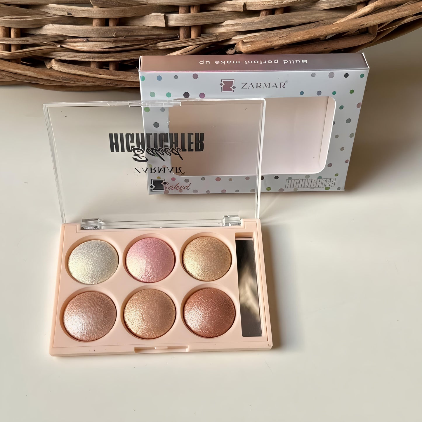 6 Shades Baked Highlighter Palette | Shimmer & Glow Face Makeup Kit