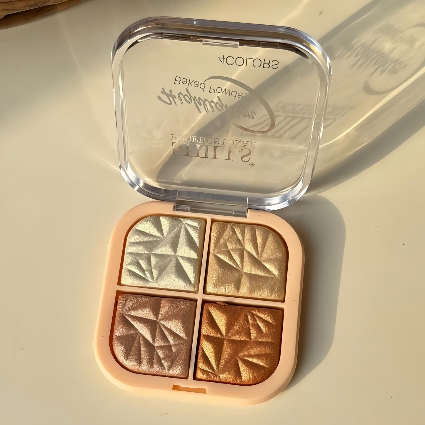 Kawaii 4 Shade Highlighter + Blusher Palette | Square Compact Makeup Kit