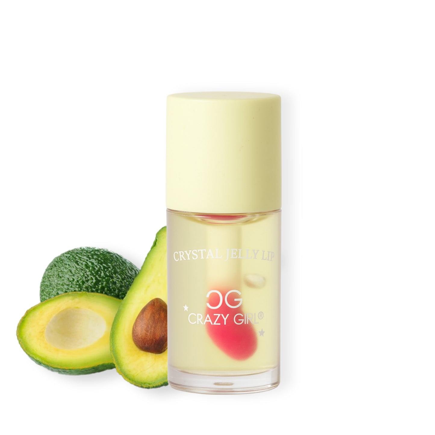 CRAZY GIRL Crystal Jelly Lip Oil – Hydrating Lip Oil with Jojoba & Castor Oil for Dry Lips – Flavored Avocado, Strawberry, Grape – Vegan Lip Treatment, Non-Sticky, Glossy Finish