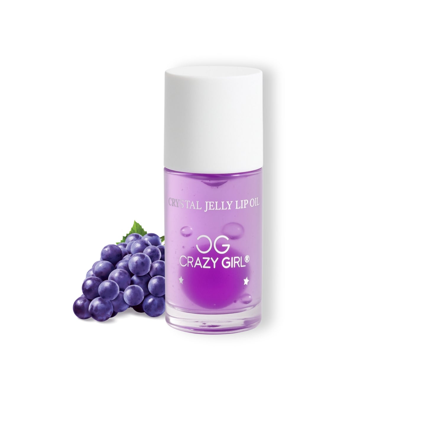 CRAZY GIRL Crystal Jelly Lip Oil – Hydrating Lip Oil with Jojoba & Castor Oil for Dry Lips – Flavored Avocado, Strawberry, Grape – Vegan Lip Treatment, Non-Sticky, Glossy Finish
