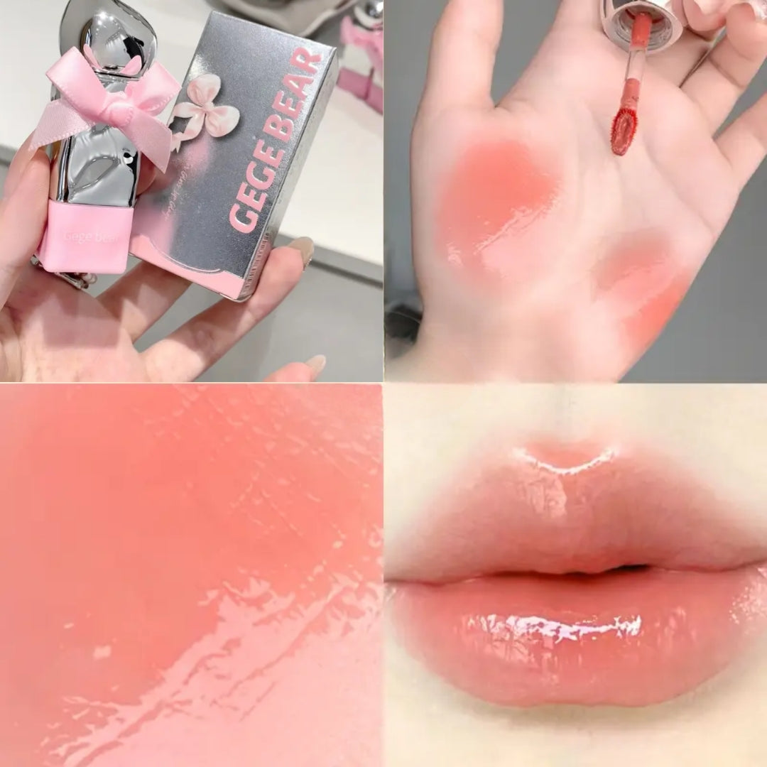 Gege Bear Sweet Tender and Moist Water Lip Glaze Pink Bow Lipstick