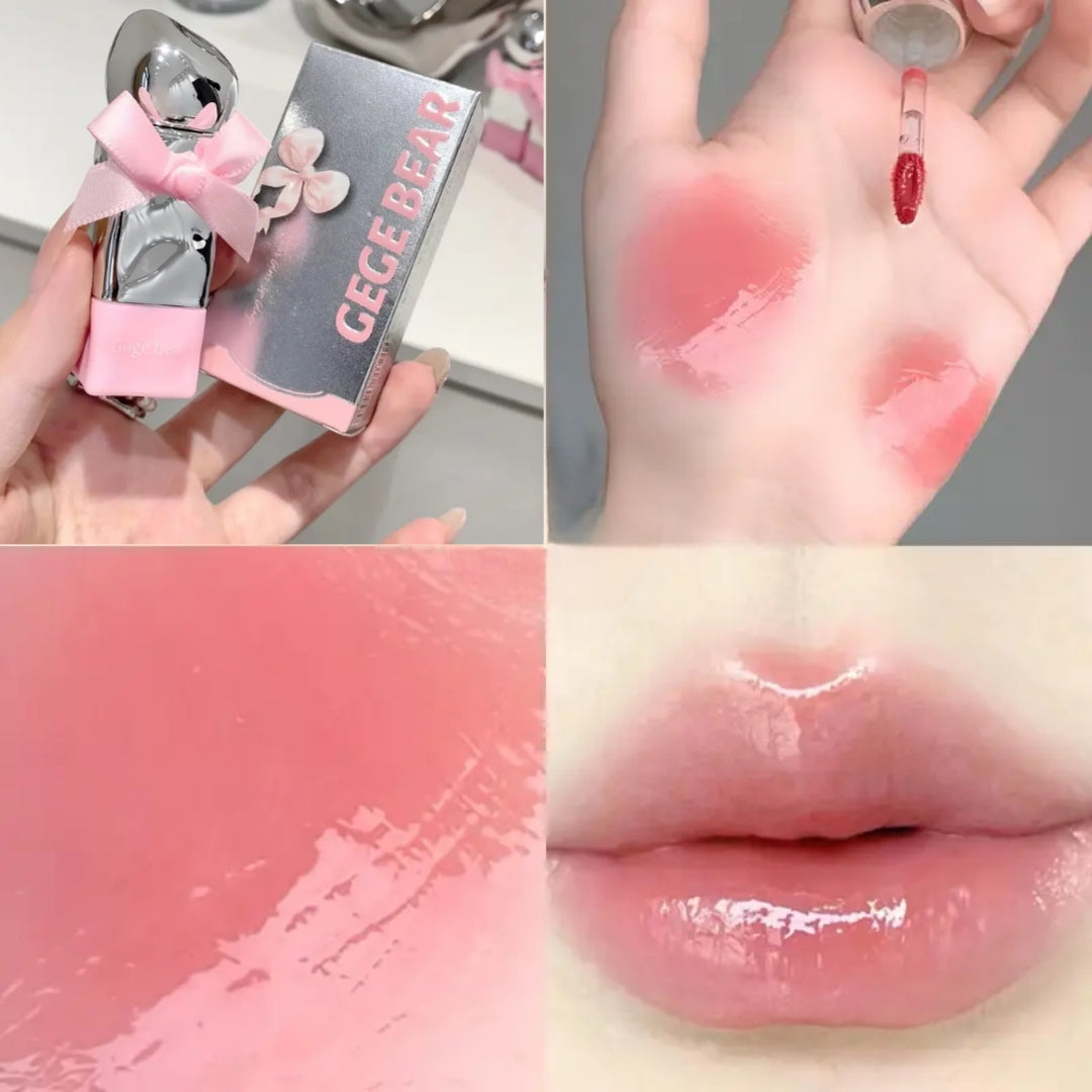 Gege Bear Sweet Tender and Moist Water Lip Glaze Pink Bow Lipstick