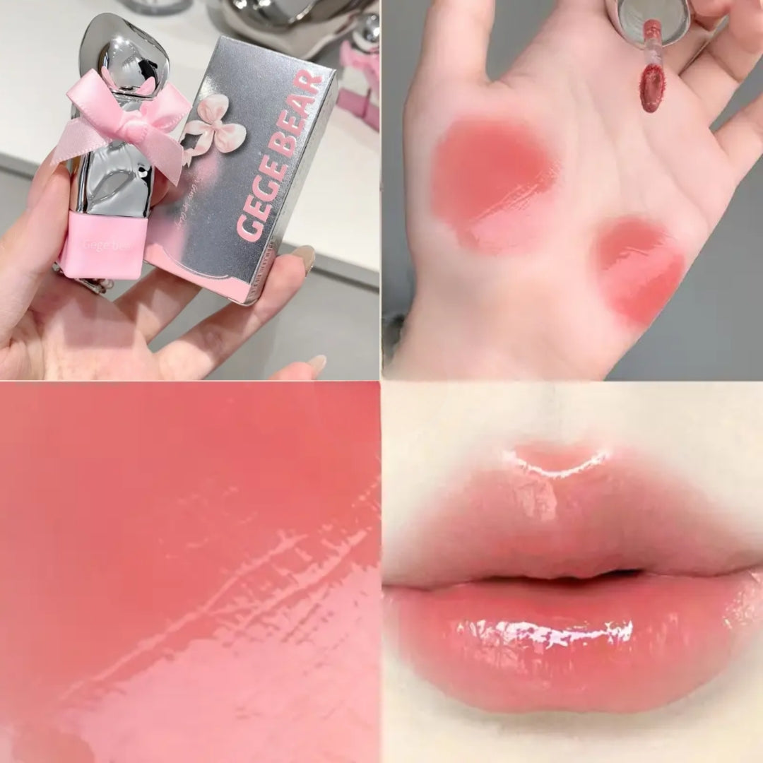Gege Bear Sweet Tender and Moist Water Lip Glaze Pink Bow Lipstick