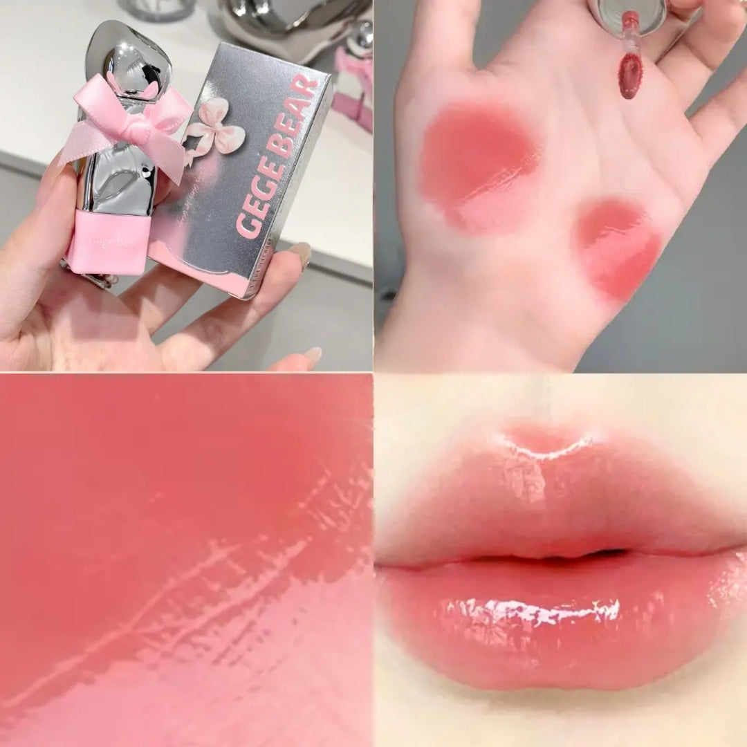 Gege Bear Sweet Tender and Moist Water Lip Glaze Pink Bow Lipstick