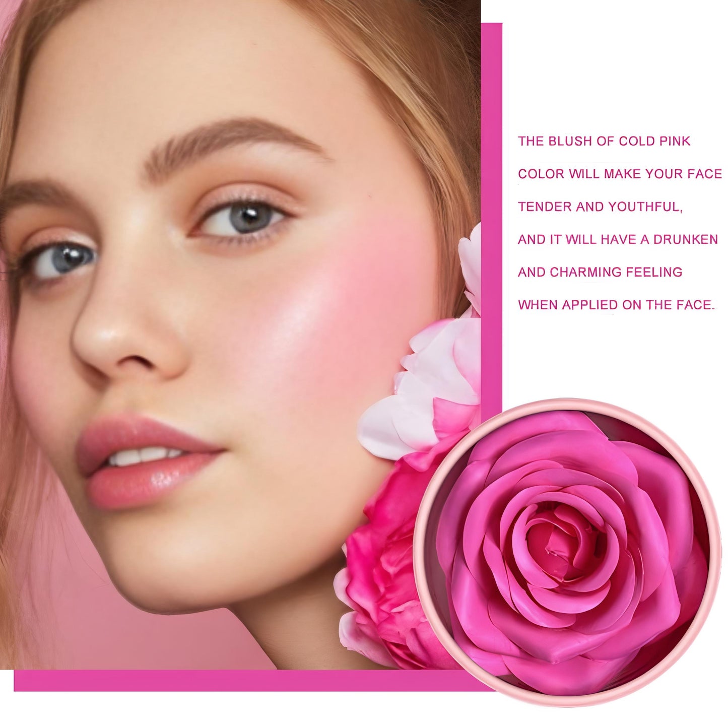 3D Rose Petal Blush Highlighter | Flower Shaped, Vegan, Natural Glow, Long-Lasting, Lightweight, Shimmery