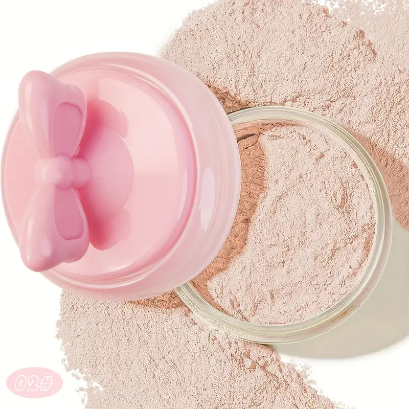 Cute Souffle Pot Pink Bow Loose Setting Powder
