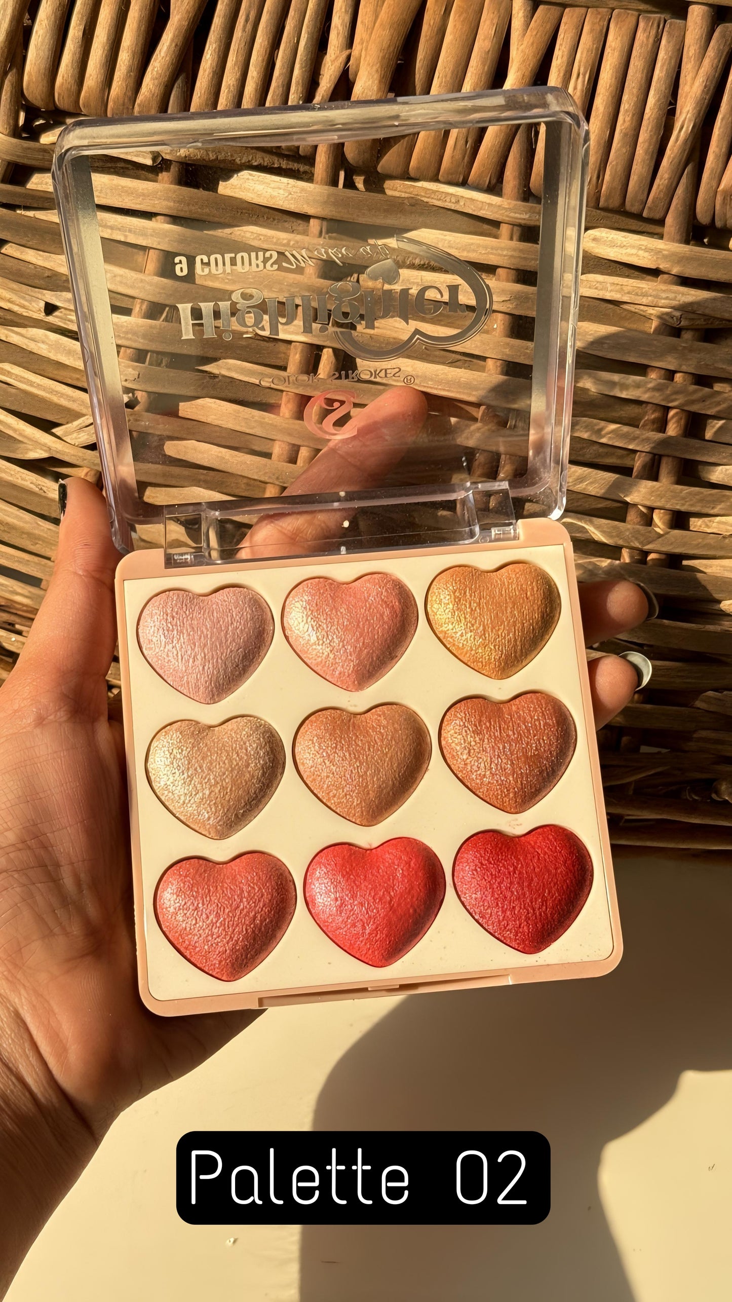 Color Strokes 9 shade Heart Highlighter Palette