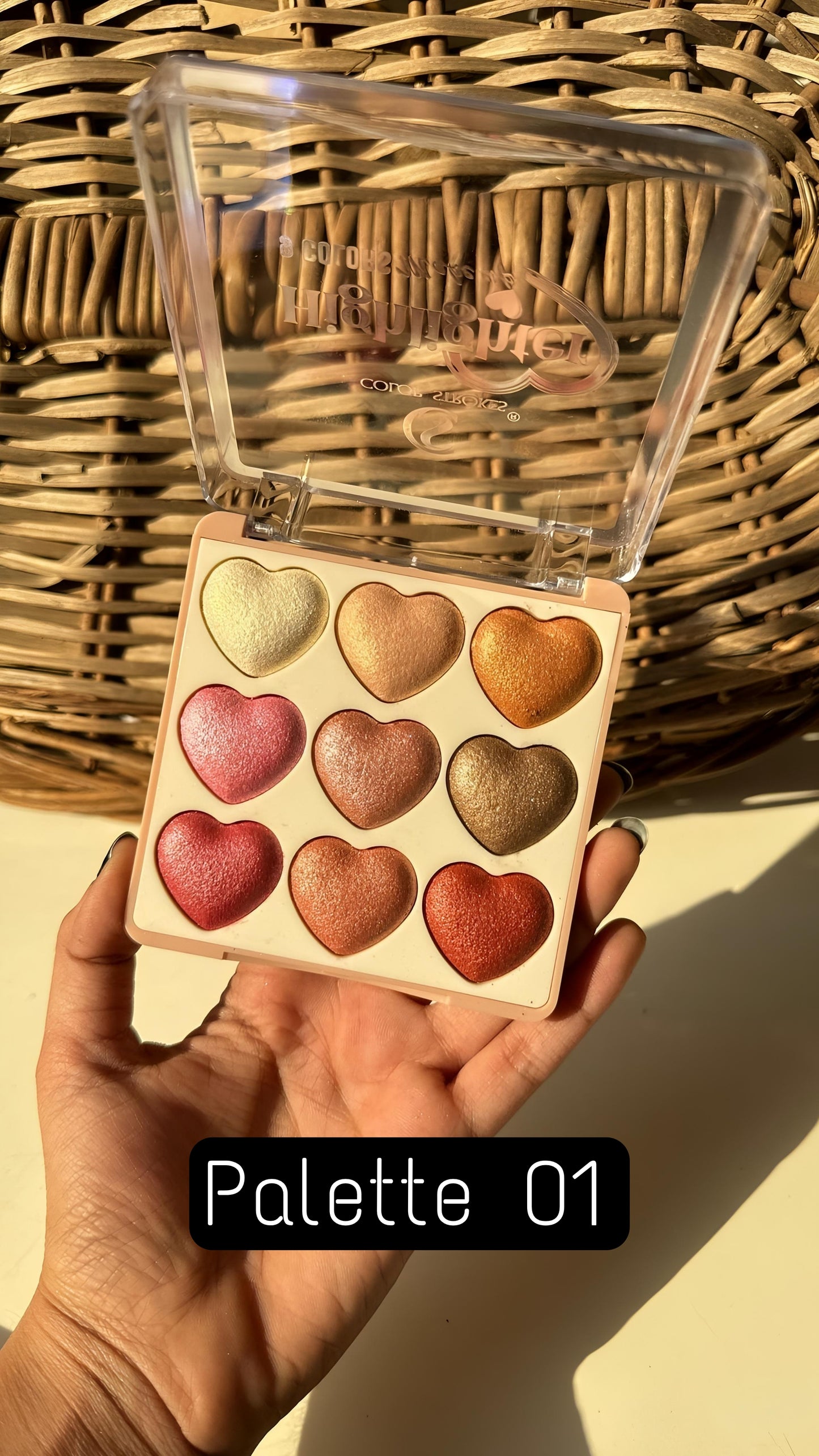 Color Strokes 9 shade Heart Highlighter Palette