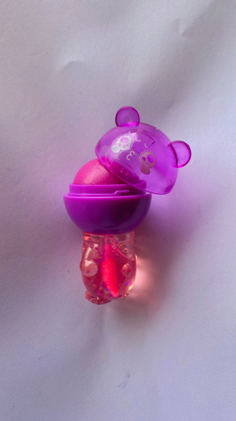 Cute teddy lipbalm + lipgloss
