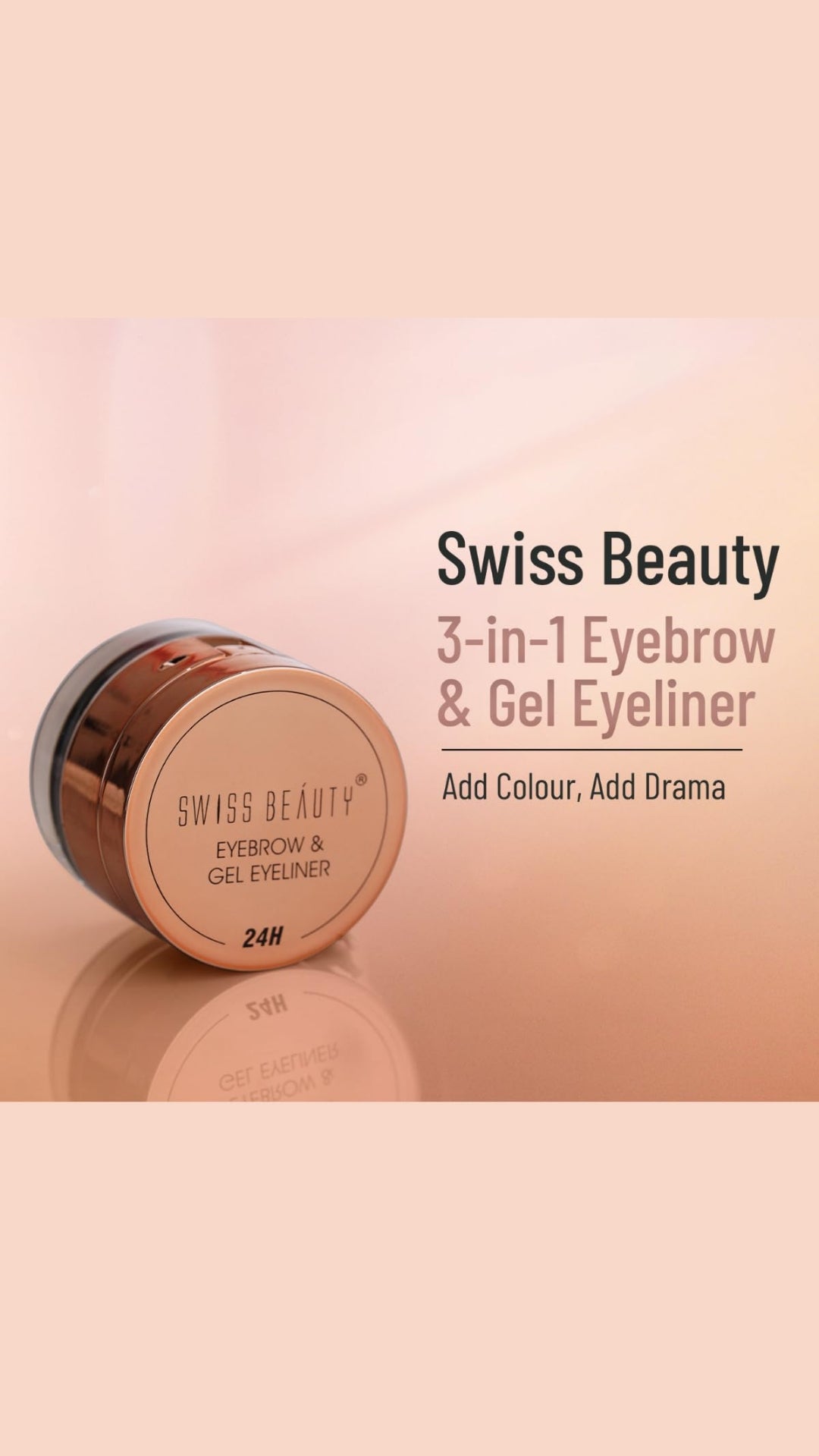 Swiss Beauty Waterproof Eyebrow & Gel Eyeliner 2 In 1 With Brush | Smudge Proof Gel Eyeliner And Eyebrow Definer Pencil Black Color