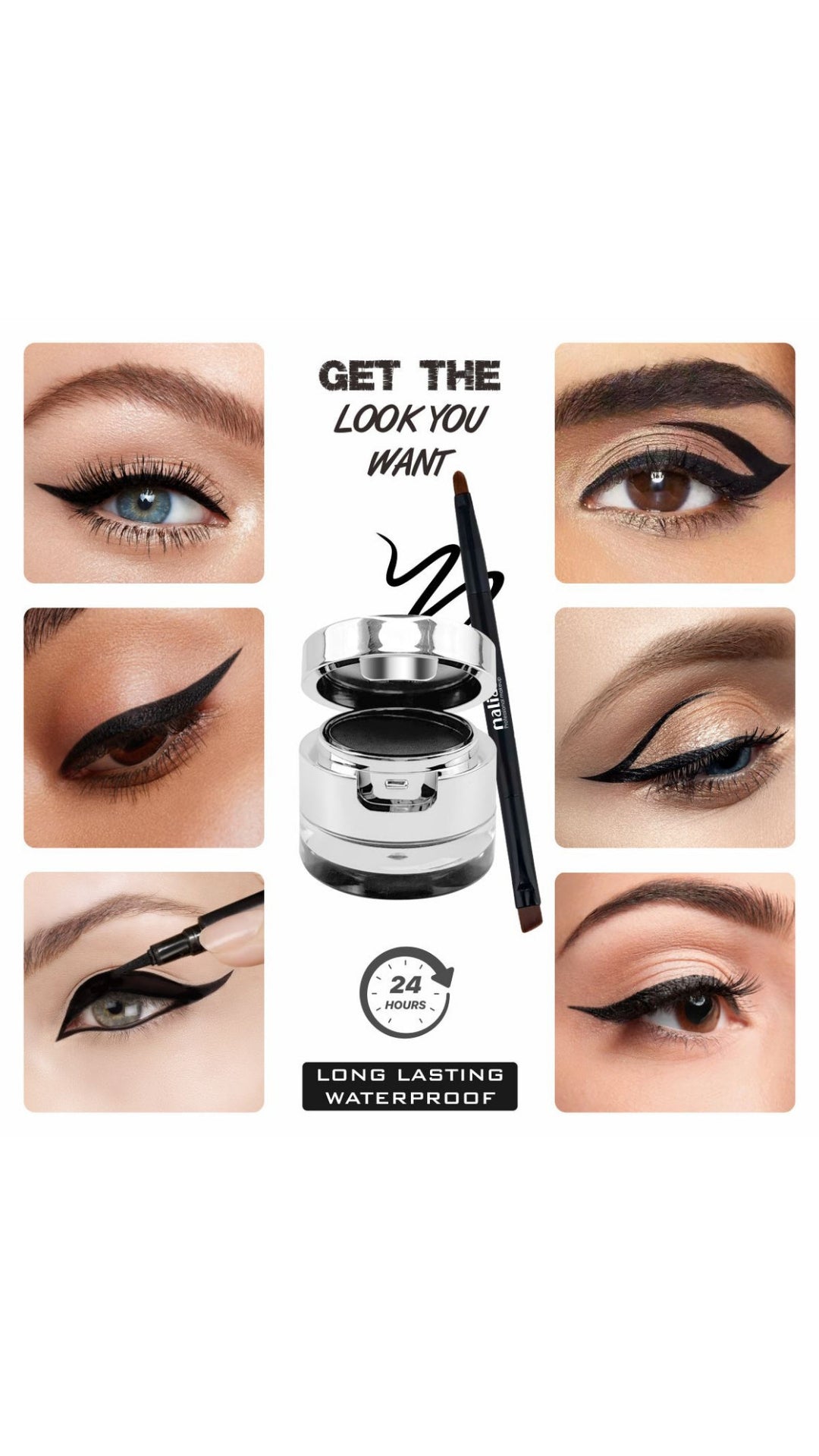 MALIAO Studio Touch 2-in-1 Gel Kajal Eyeliner Cake - 24-Hour Long-Lasting Definition