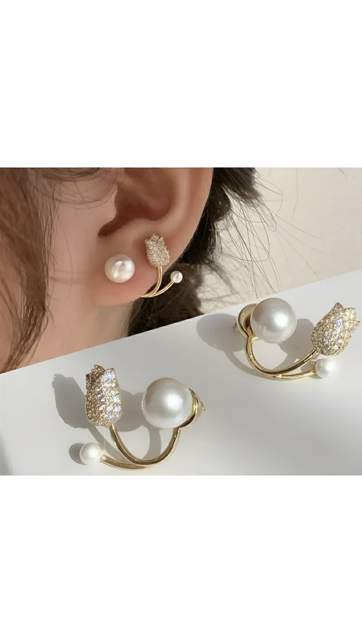 Gorgeous White Pearl Ear studs for women