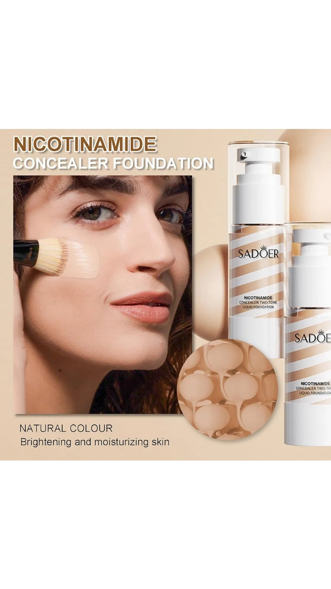 Sadoer Nicotinamide Concealer Two-Tone Liquid Foundation