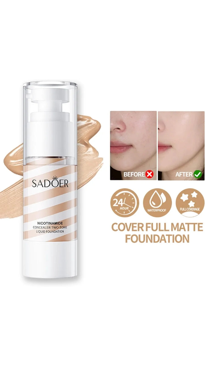 Sadoer Nicotinamide Concealer Two-Tone Liquid Foundation