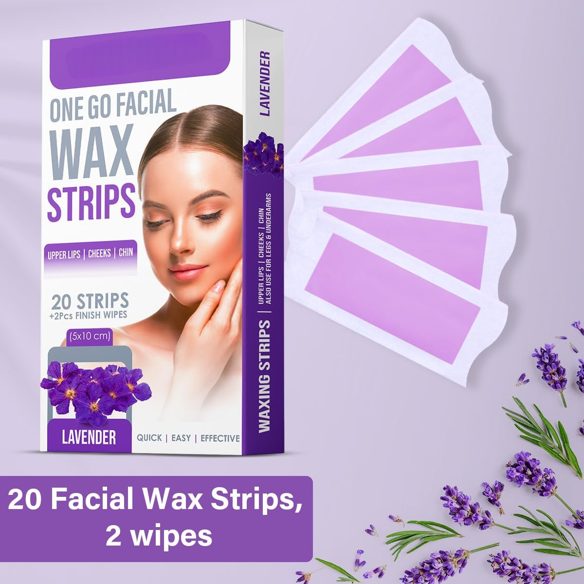One Go Facial Wax Strips 20 pcs With 2 Finish Wipes