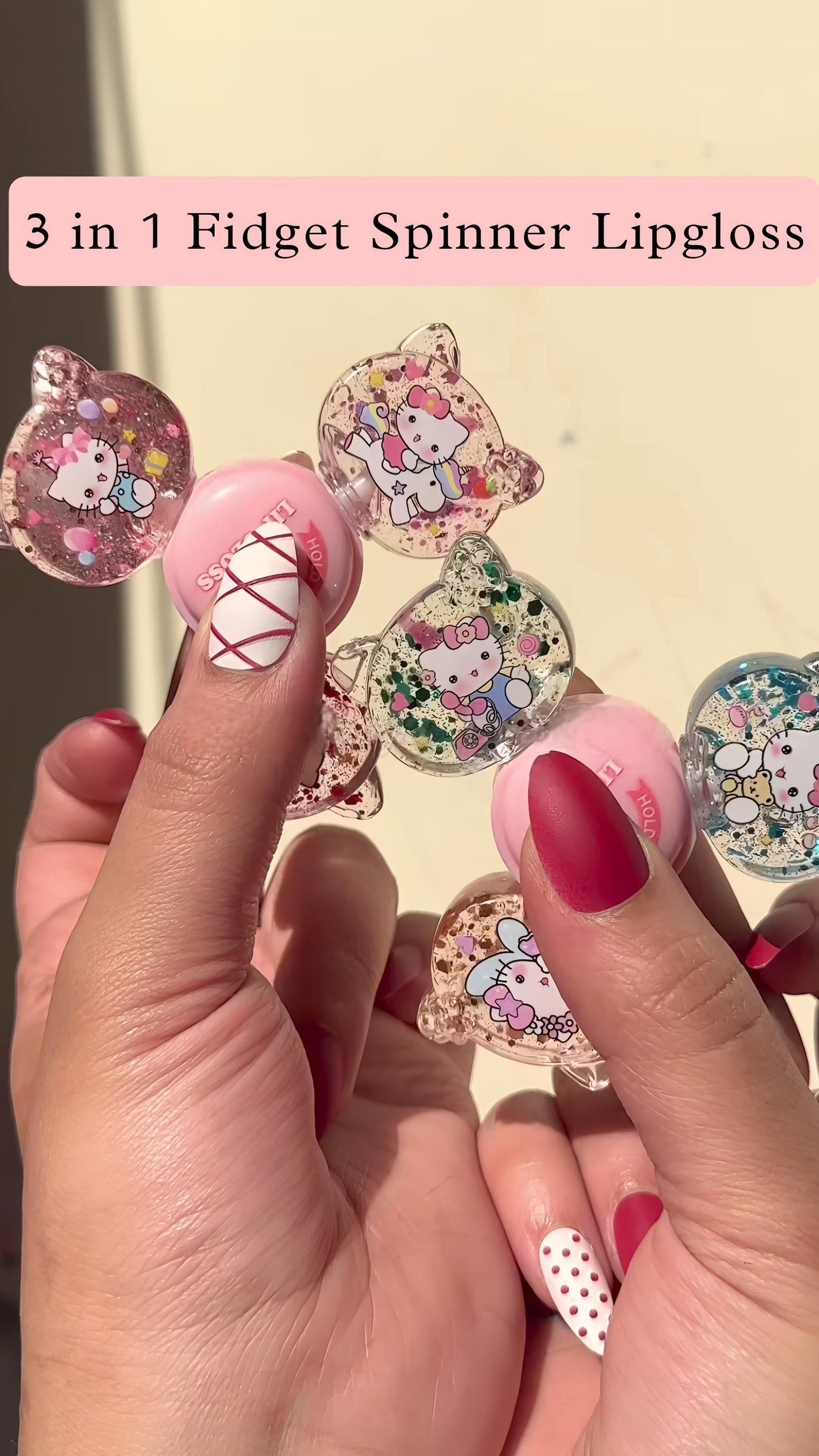 3-in-1 Fidget Spinner Shaped Lip Gloss with Vitamin E & Aloe