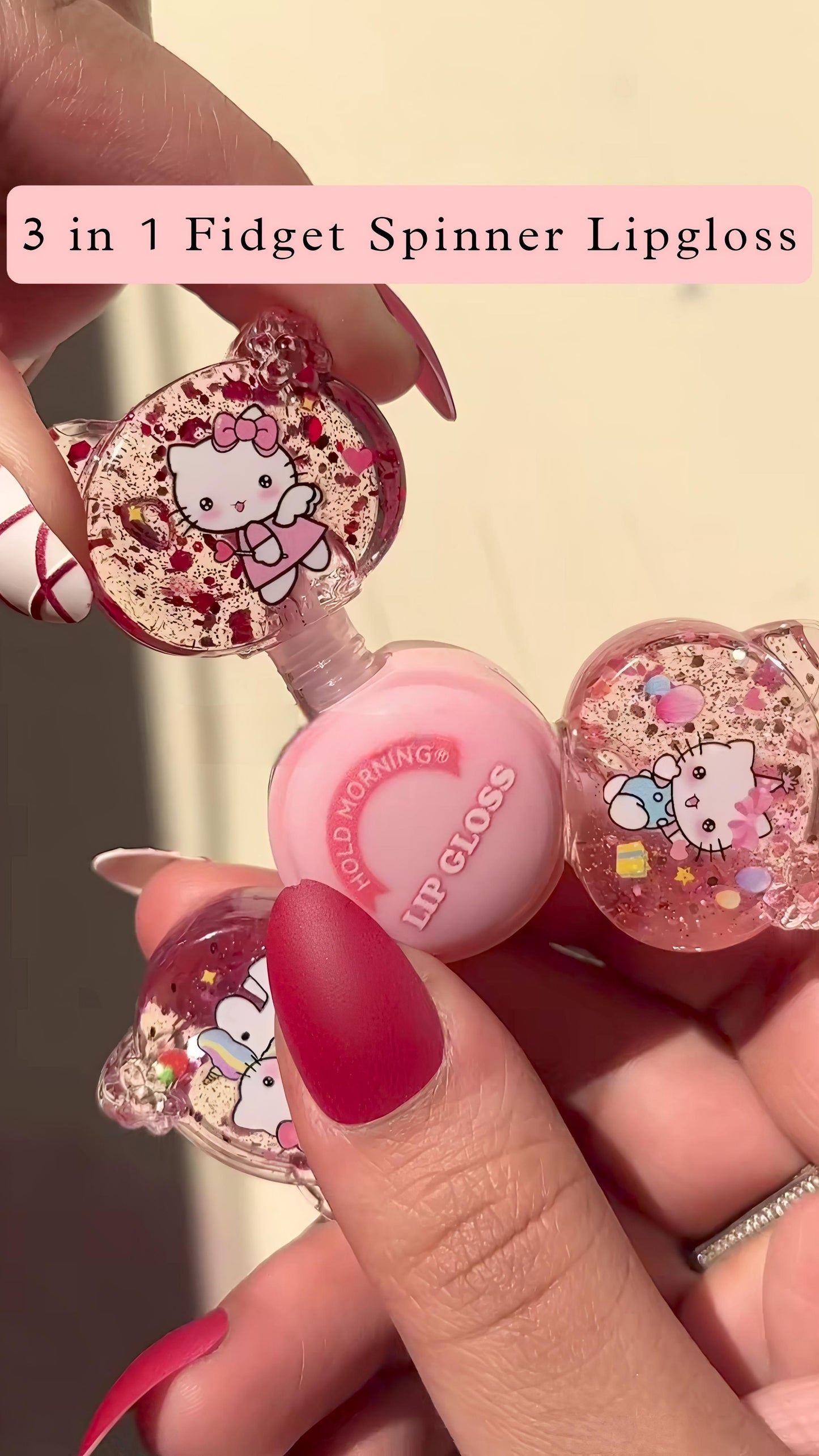 3-in-1 Fidget Spinner Shaped Lip Gloss with Vitamin E & Aloe