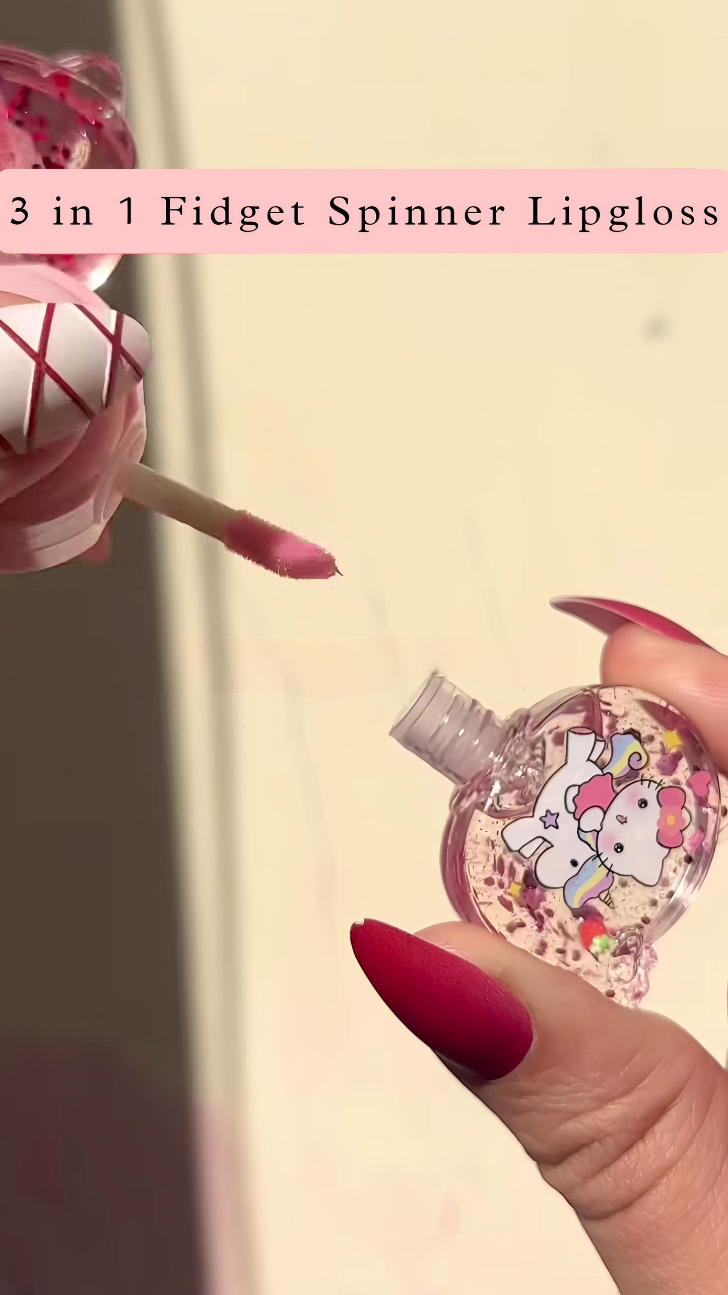 3-in-1 Fidget Spinner Shaped Lip Gloss with Vitamin E & Aloe