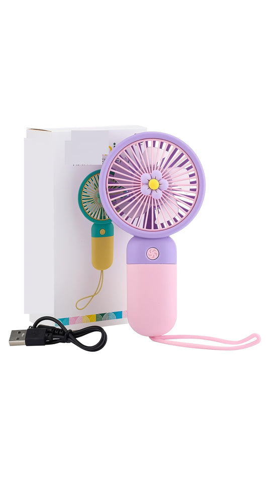 Portable Mini USB Fan – Rechargeable 1200mAh Battery, Up to 6 Hours Working Time, 3-Speed Modes, Compact & Lightweight with USB Cable (Random Color)