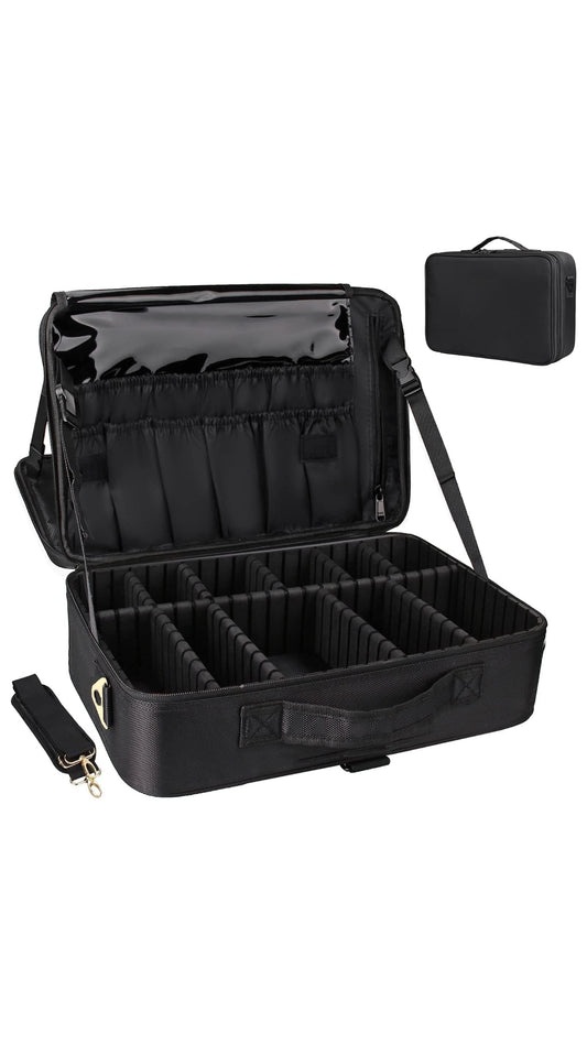 Cosmetic Bag, Makeup Organizer Bag for Home & Travel, Professional Use, Large Vanity Bag with Dividers