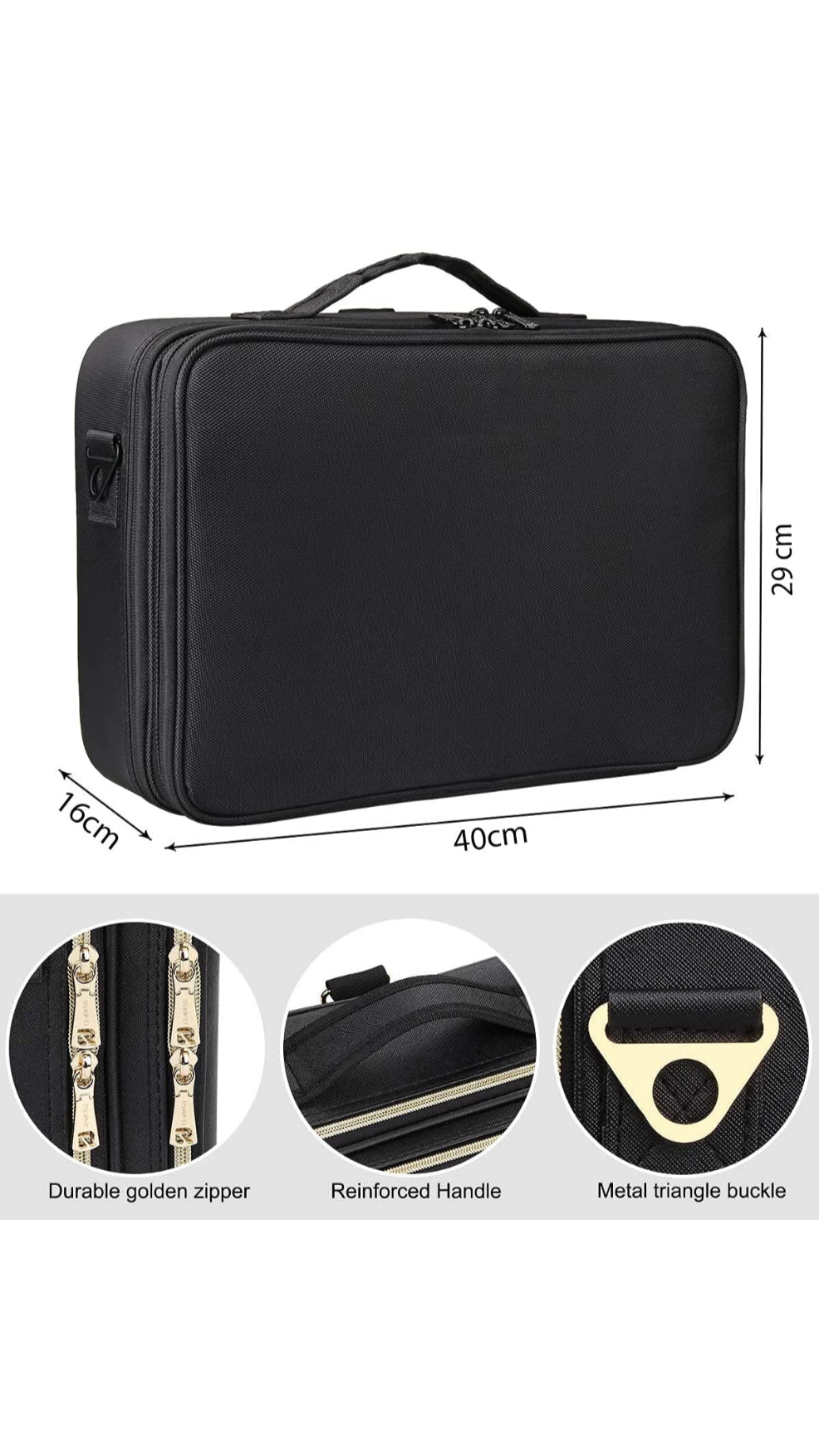 Cosmetic Bag, Makeup Organizer Bag for Home & Travel, Professional Use, Large Vanity Bag with Dividers