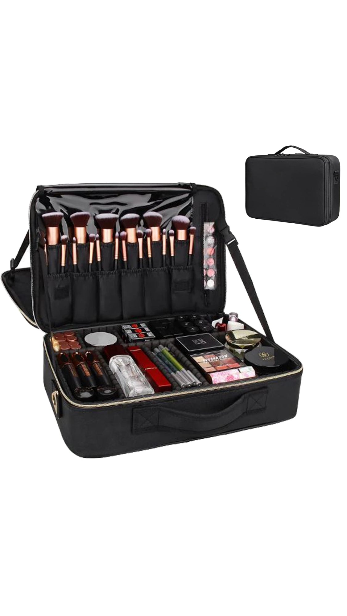 Cosmetic Bag, Makeup Organizer Bag for Home & Travel, Professional Use, Large Vanity Bag with Dividers