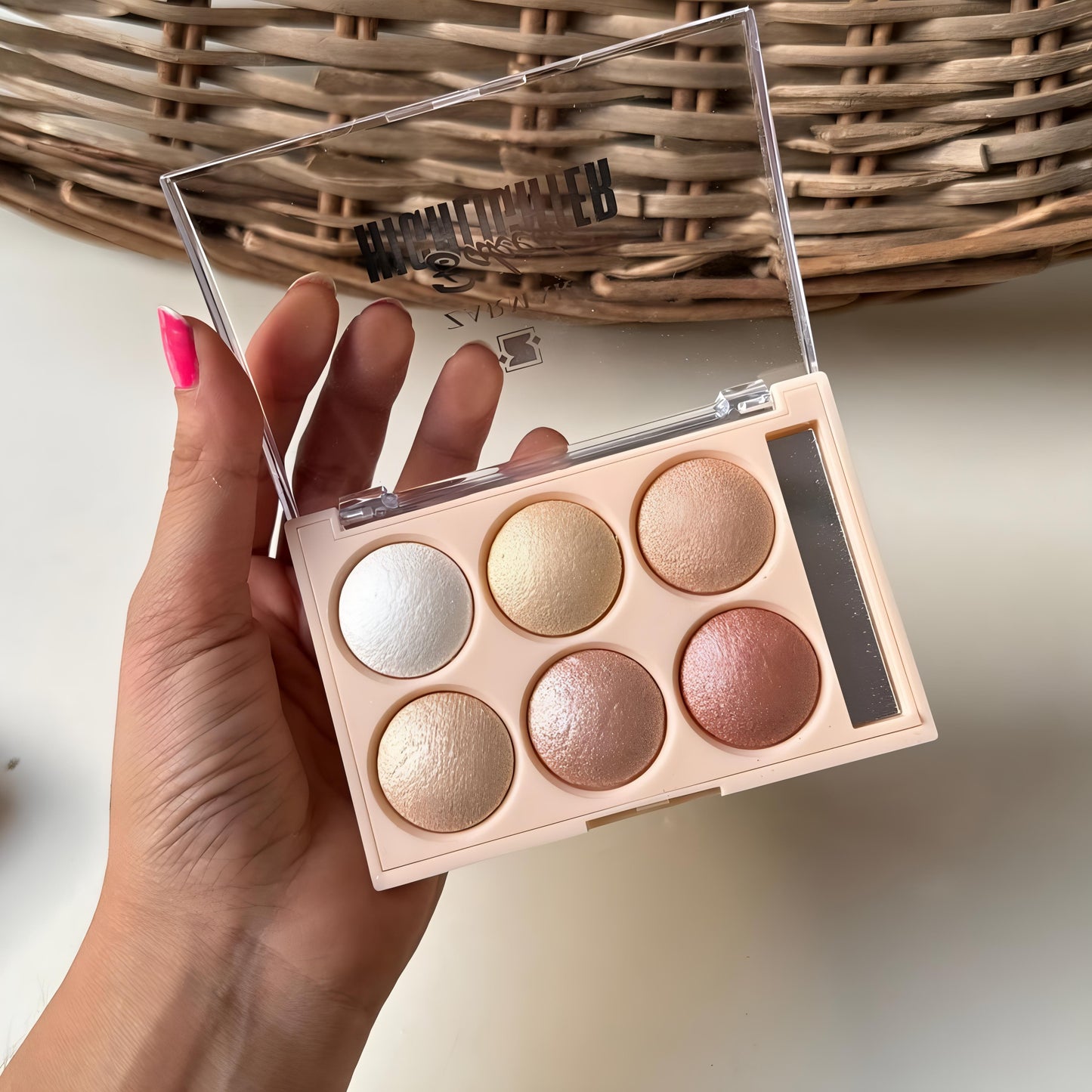 6 Shades Baked Highlighter Palette | Shimmer & Glow Face Makeup Kit