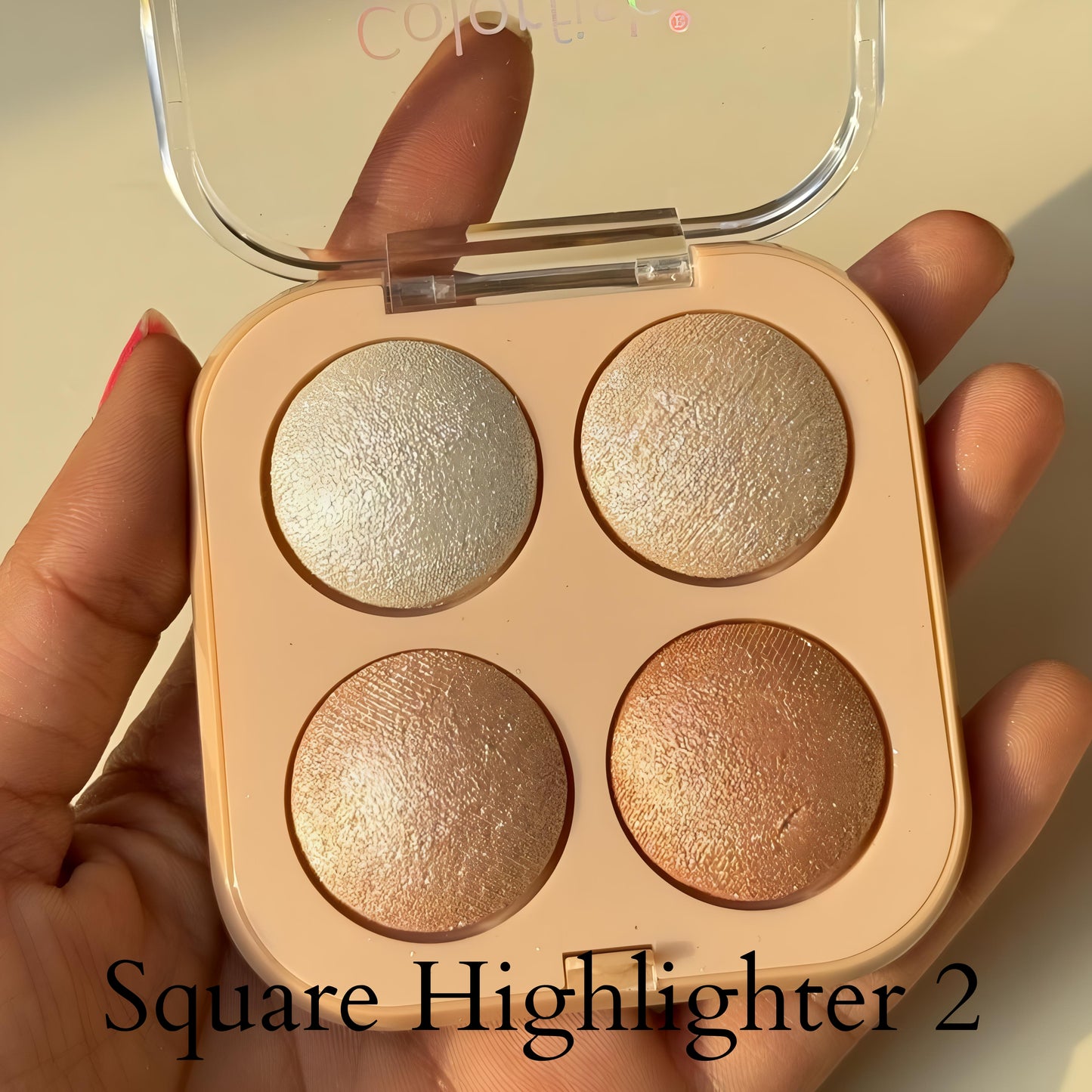 Kawaii 4 Shade Baked Highlighter Square Palette – Shimmery Glow for Glowing Skin