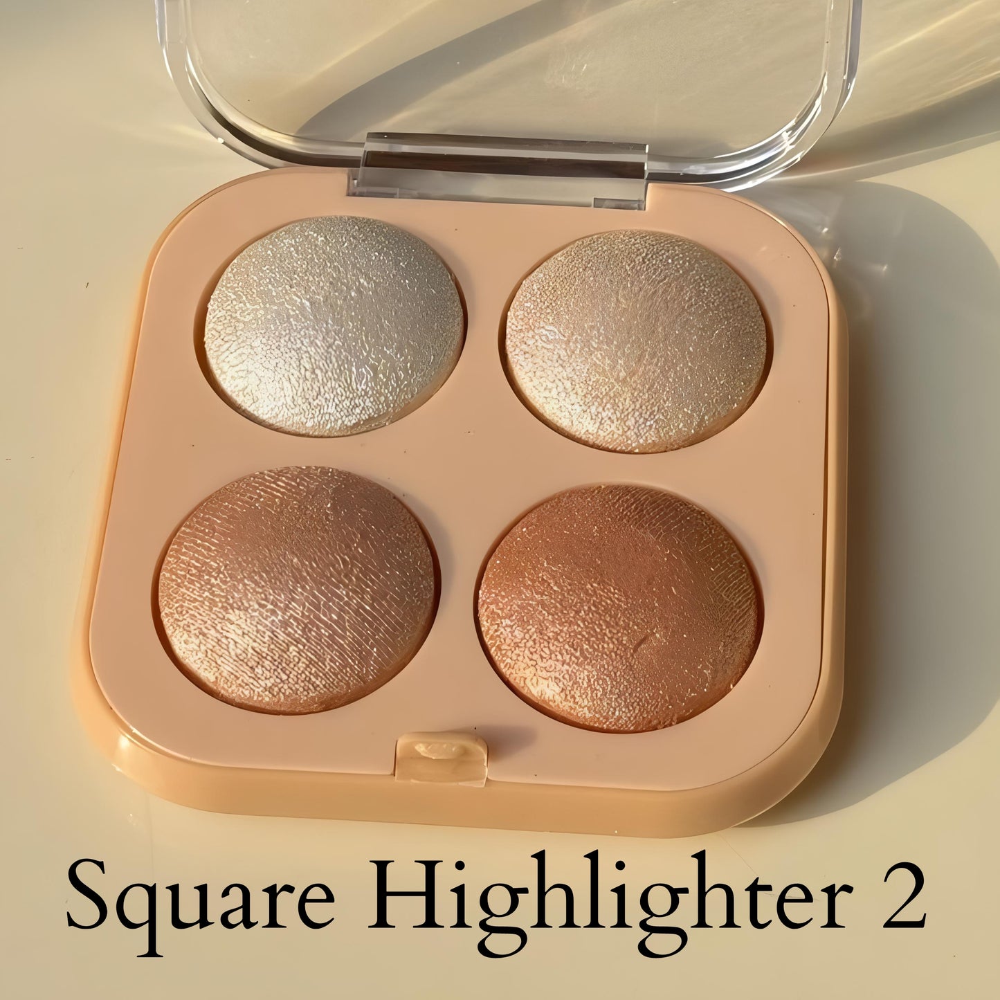 Kawaii 4 Shade Baked Highlighter Square Palette – Shimmery Glow for Glowing Skin