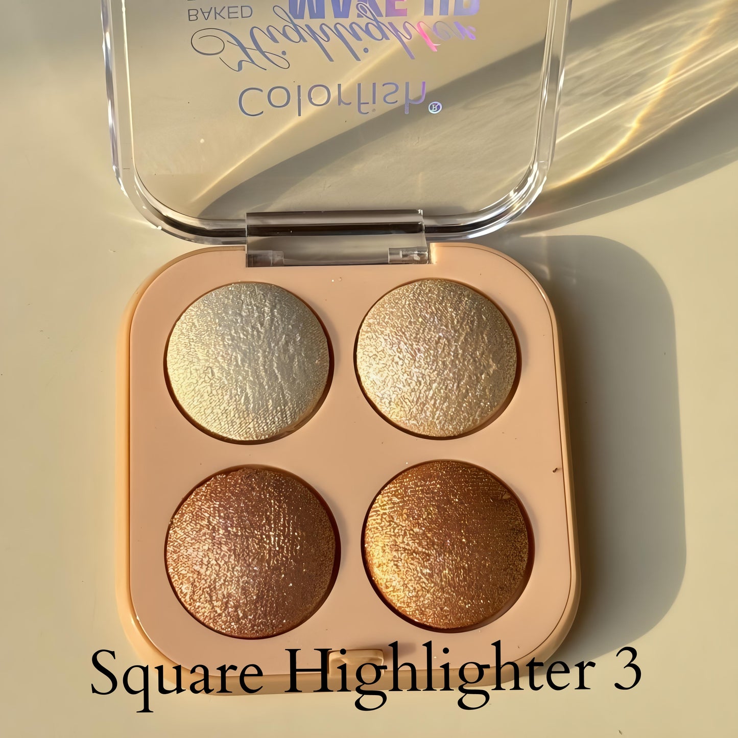 Kawaii 4 Shade Baked Highlighter Square Palette – Shimmery Glow for Glowing Skin