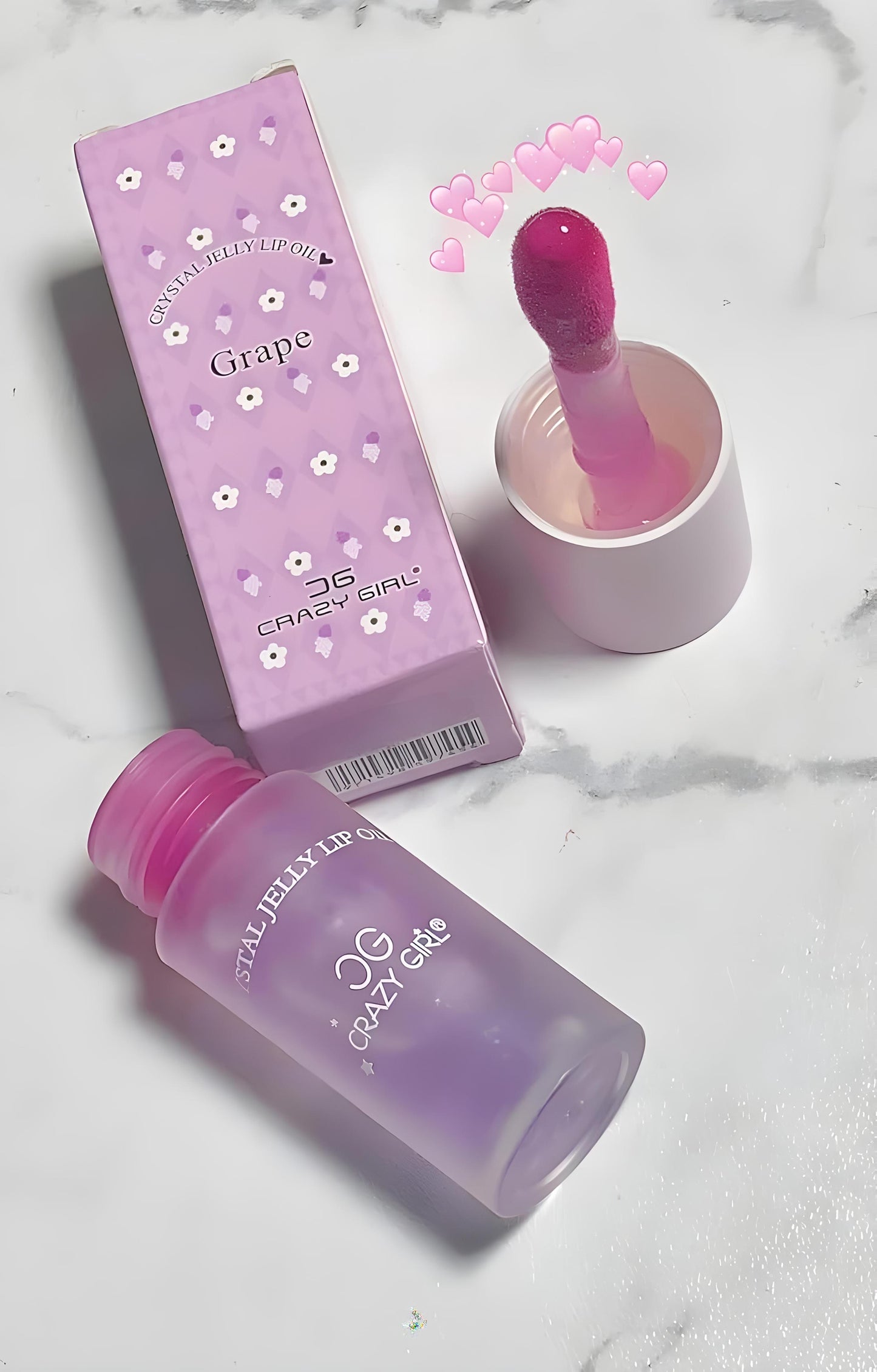 CRAZY GIRL Crystal Jelly Lip Oil – Hydrating Lip Oil with Jojoba & Castor Oil for Dry Lips – Flavored Avocado, Strawberry, Grape – Vegan Lip Treatment, Non-Sticky, Glossy Finish