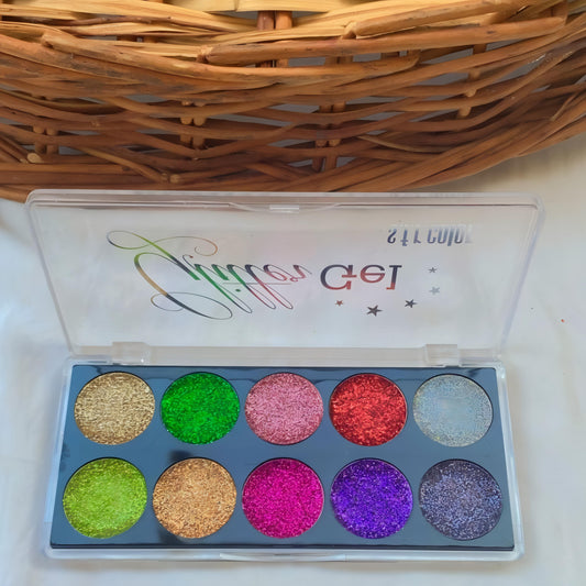 SFR Color Neon Glitter Eyeshadow Palette – 10 Bold Shimmer Shades