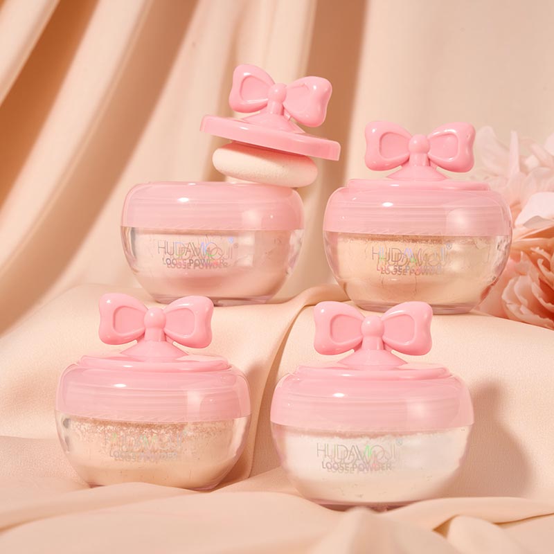 Cute Souffle Pot Pink Bow Loose Setting Powder