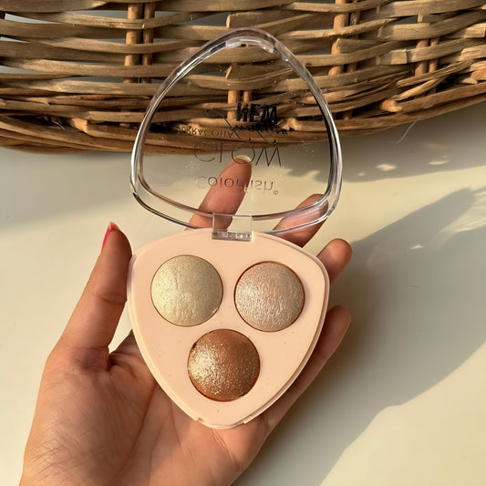 Kawaii 3 Shade Baked Highlighter Palette – Pizza Slice Shape