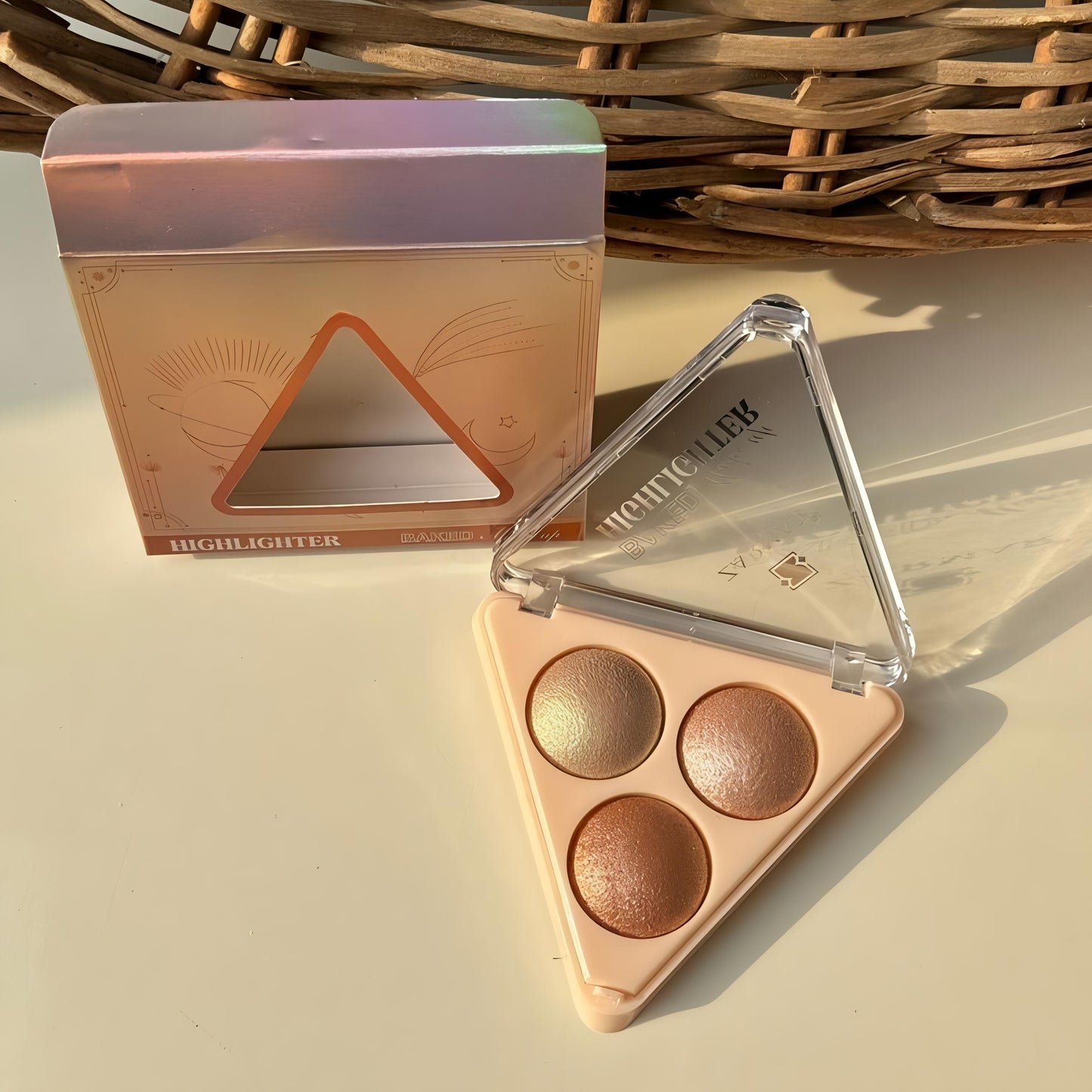 Kawaii 3 Shade Triangle Baked Highlighter Palette