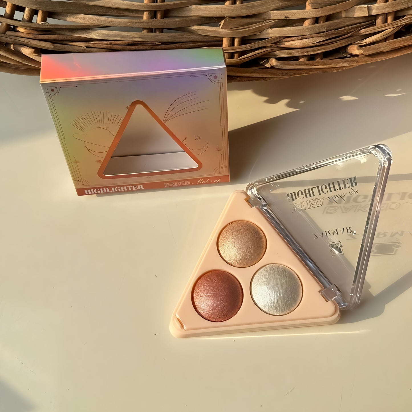 Kawaii 3 Shade Triangle Baked Highlighter Palette