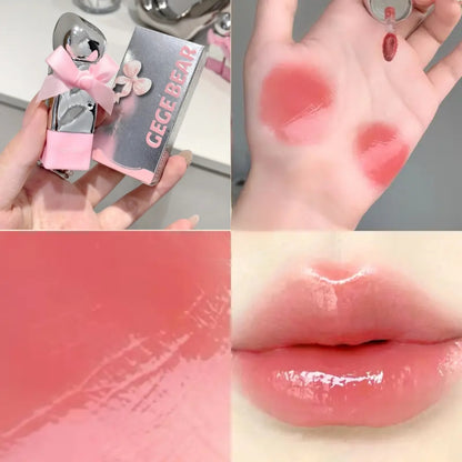 Gege Bear Sweet Tender and Moist Water Lip Glaze Pink Bow Lipstick