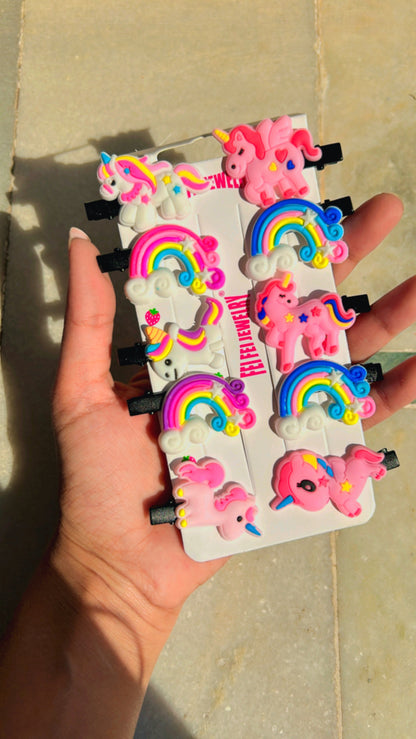 Unicorn hair clip set