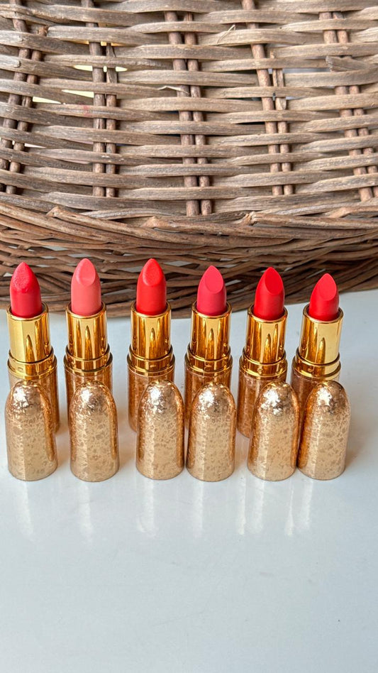 Bold Matte Lipstick Set of 6 Nude and Reddish Shades