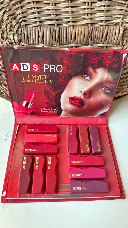 Ads Pro Lipstick Hamper Containing 12 Bold Matte Lipsticks