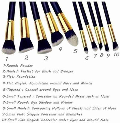 Kabuki makeup brush set of 10