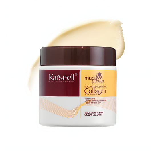 Karseell maca power collagen product jar with cream on a white background