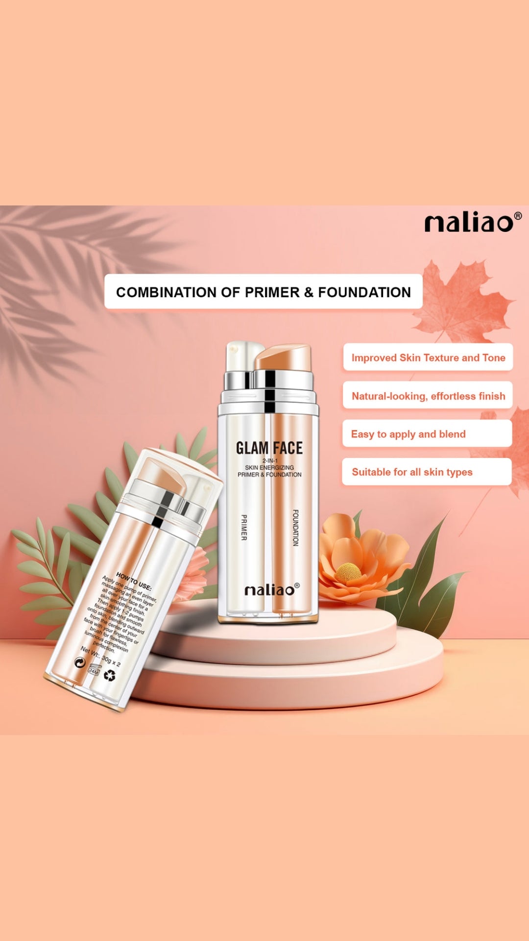 Maliao 2-in-1 Skin Energizing Base Primer + Foundation - Ultimate Base Glow