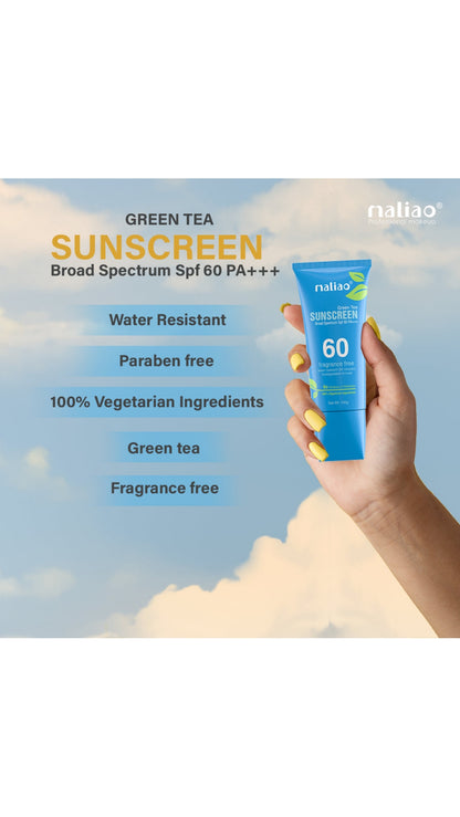 Maliao Green Tea Water Resistant Sunscreen - Broad Spectrum SPF 60 PA+++ 100g