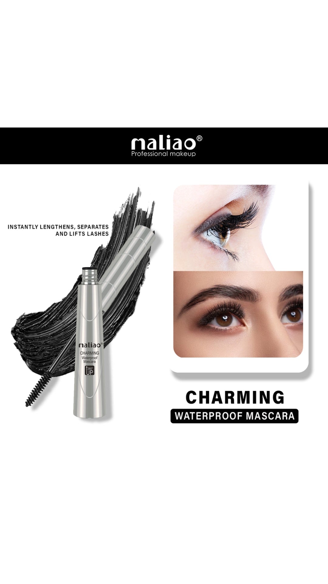 Maliao Charming Waterproof Mascara - Volumizing Perfect Brush for Long Lashes