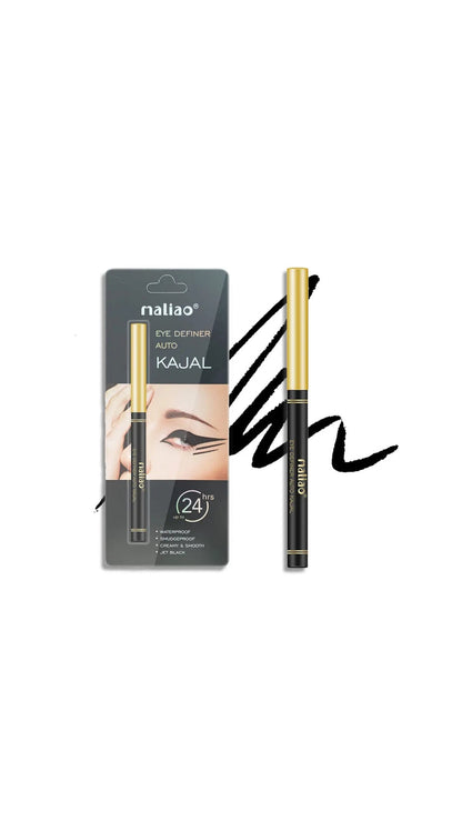 Maliao Eye Definer Auto Kajal - 24HR Waterproof Jet Black, Smudge-Proof Formula