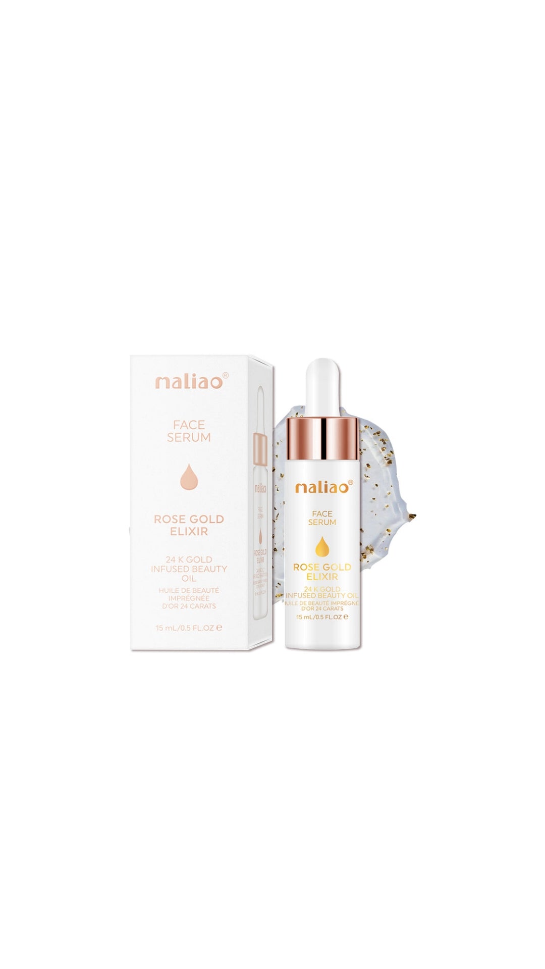 Maliao Face Serum Rose Gold Elixir - 24K Gold Infused Beauty Oil for Radiant Skin